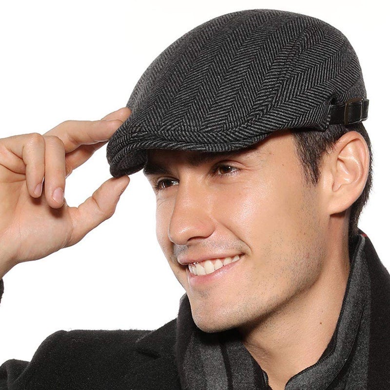 Sumolux Mens Newsboy Cap Winter Beret Hat Cabbie Flat Cap - Image 1